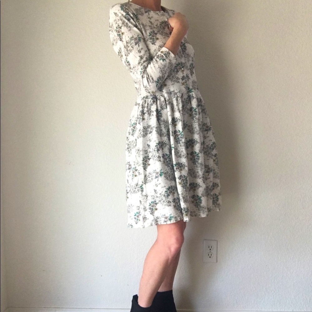 💐VTG 80s drop waist cotton floral dress